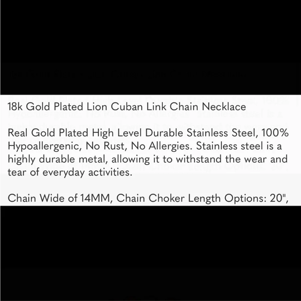18k Gold Plated Lion Cuban Link Chain Necklace * NEW*